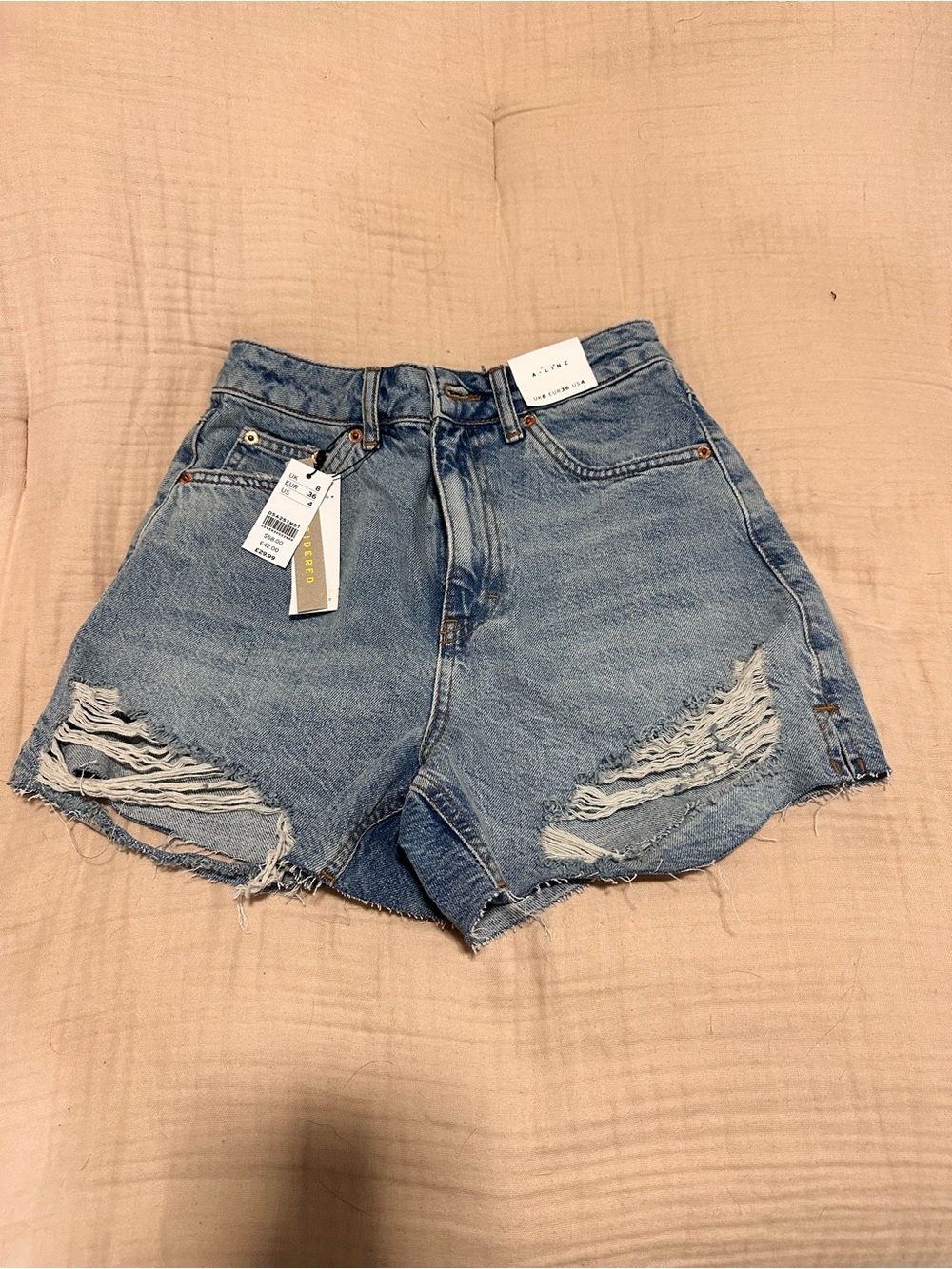 Topshop Distressed High-Rise Denim Cutoff Shorts - Blue